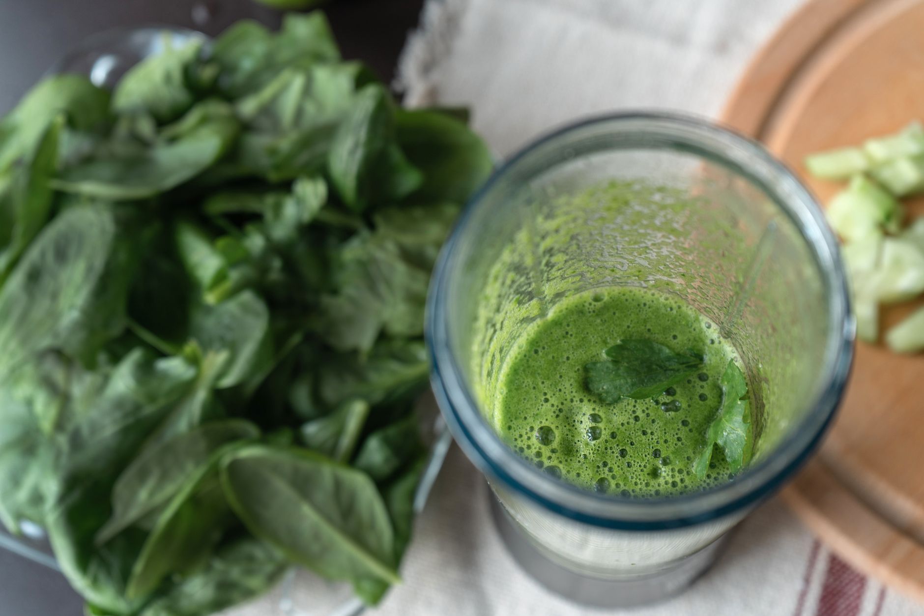 A refreshing green smoothie made with fresh spinach and cucumber