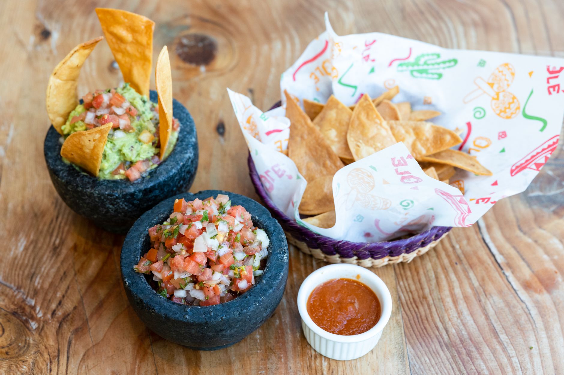 Delicious guacamole and salsa served with crispy tortilla chips
