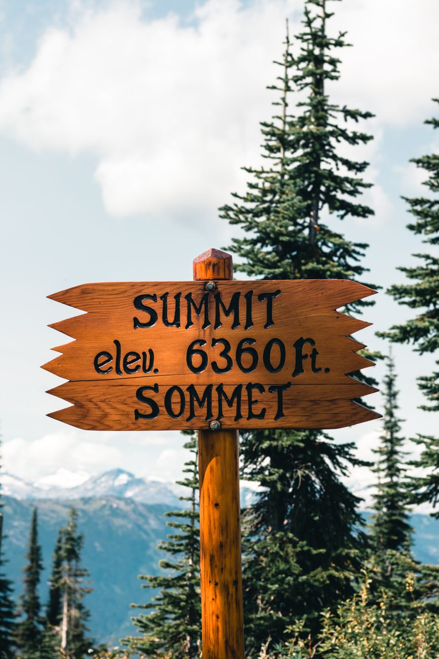 Wooden summit sign displaying elevation at a Colorado mountain pass