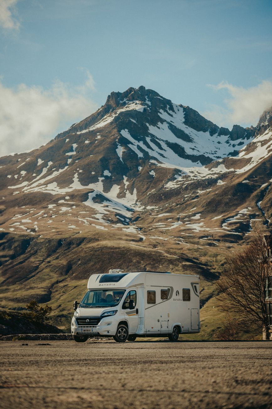 RV camping setup with stunning mountain views
