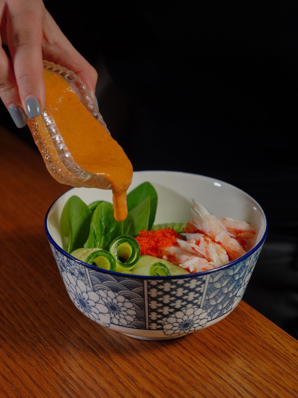 Bright seafood salad with fresh ingredients